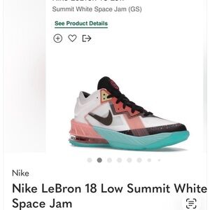 Nike Kids LeBron 18 Low — White, Teal & Coral Accent